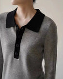 Polo Collar Wool Pullover Sweater