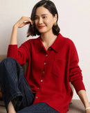 Cashmere Knitted Turn-down Collar Shirt