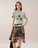 Cotton Floral Oversized Round-Neck Tee