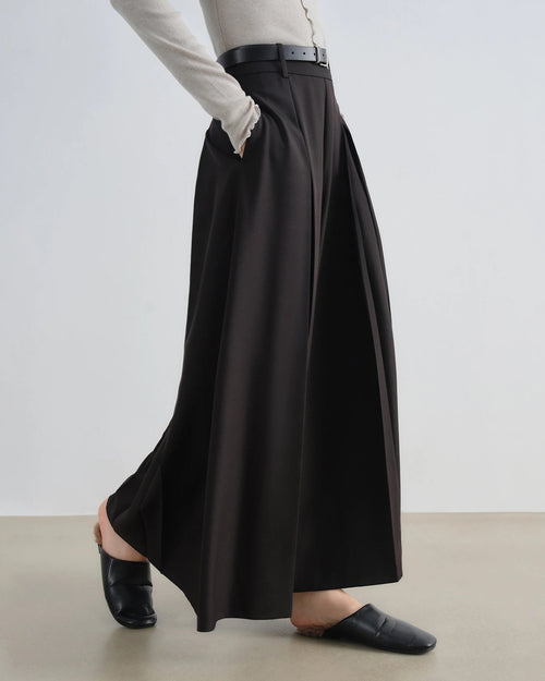 High-Waisted Pleated Wide-Leg Pants