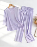 Silk Satin V-Neck Lounge Suit