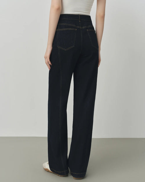 Retro Raw-Denim High-Waisted Jeans