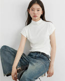 Slim Half-Neck Stretch Knit Women's Top