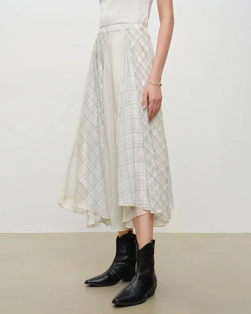 Chiffon Patchwork High-Waisted A-Line Skirt