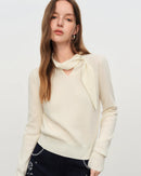 Openwork V-Neck Wool Knit Sweater