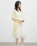 Hollow-Out Slant Shoulder Knit Top