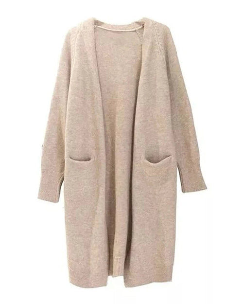 Relaxed Open-Front Knitted Longline Cardigan