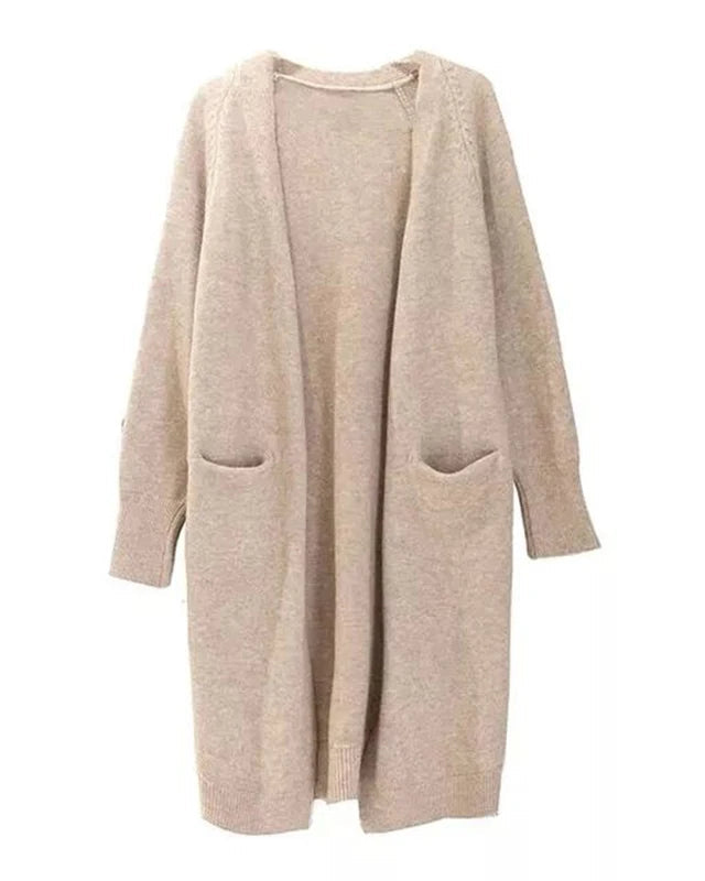 Relaxed Open-Front Knitted Longline Cardigan