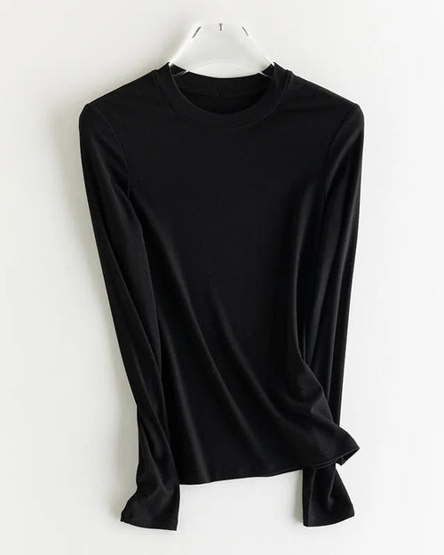 Wool-Blend Long-Sleeve O-Neck Tee