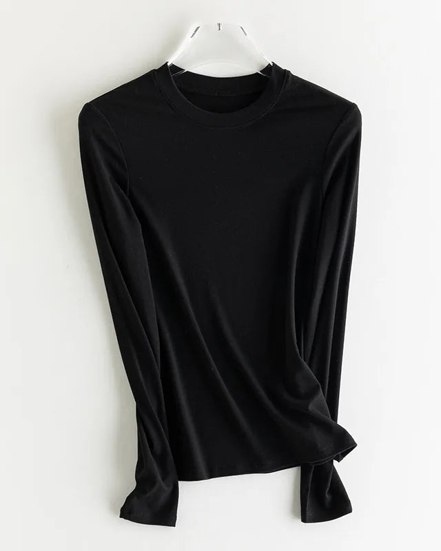 Wool-Blend Long-Sleeve O-Neck Tee