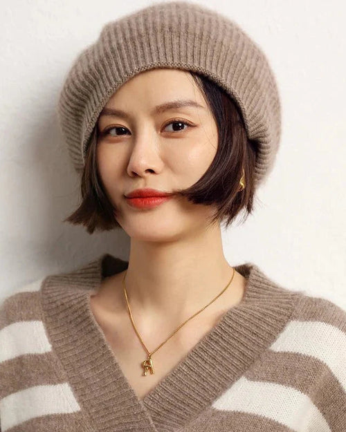 Pure Cashmere Knitted Beret