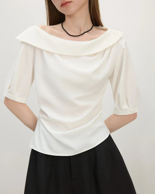 Asymmetric Collar Crinkle Office Shirt