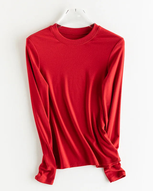Wool-Blend Long-Sleeve O-Neck Tee