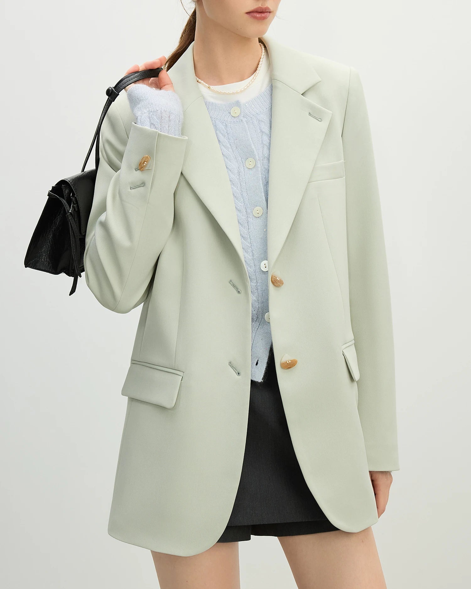 Loose Single-Breasted Notch Lapel Blazer