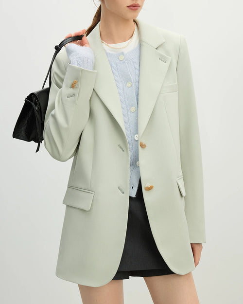 Loose Single-Breasted Notch Lapel Blazer