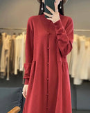 Oversized Button Detailed Wool Dress