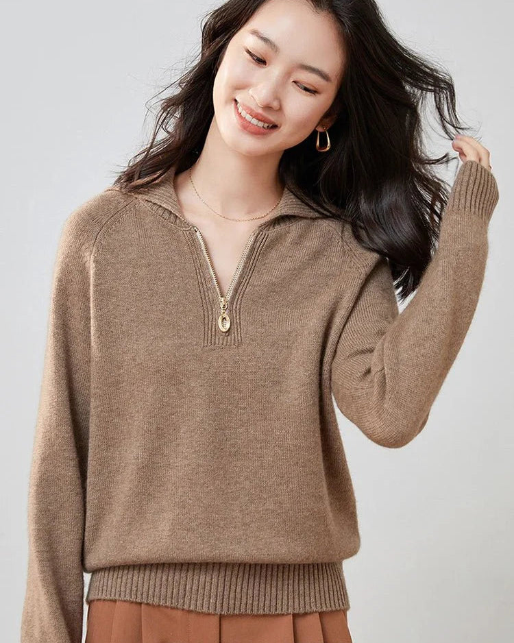 Pure Cashmere Half-zip Collar Jumper