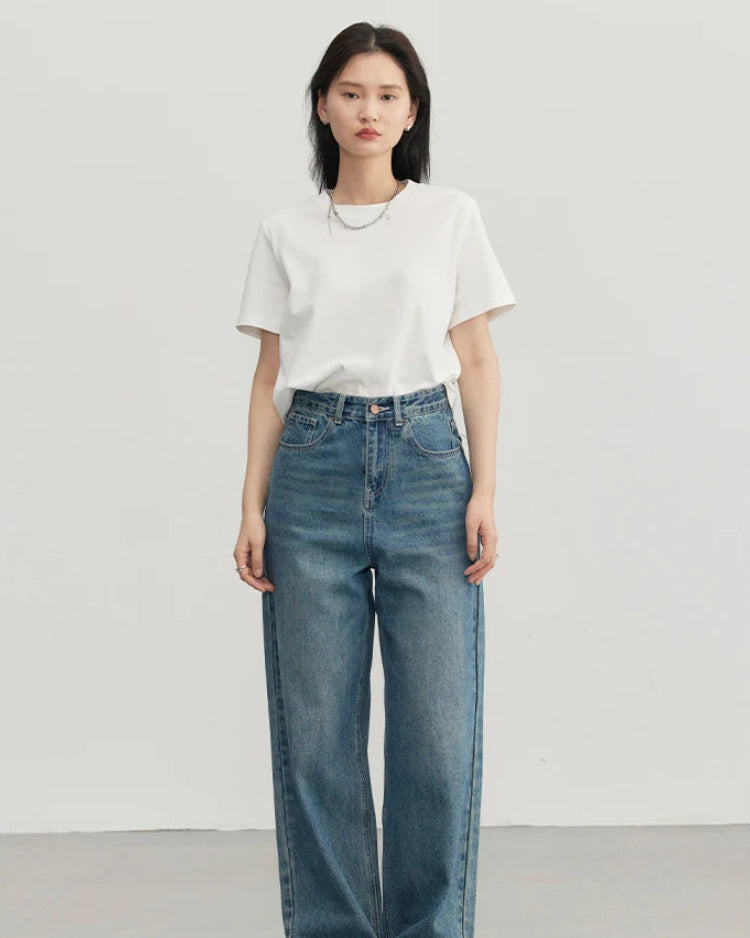 Solid Cotton Relaxed Crew Tee