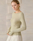 Off-The-Shoulder Slim-Fit Long-Sleeved T-Shirt