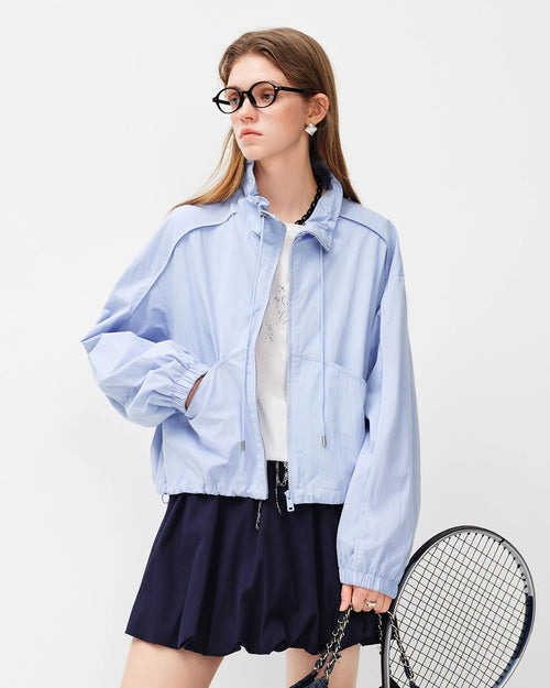 Stand-Collar Single-Breasted Short Jacket