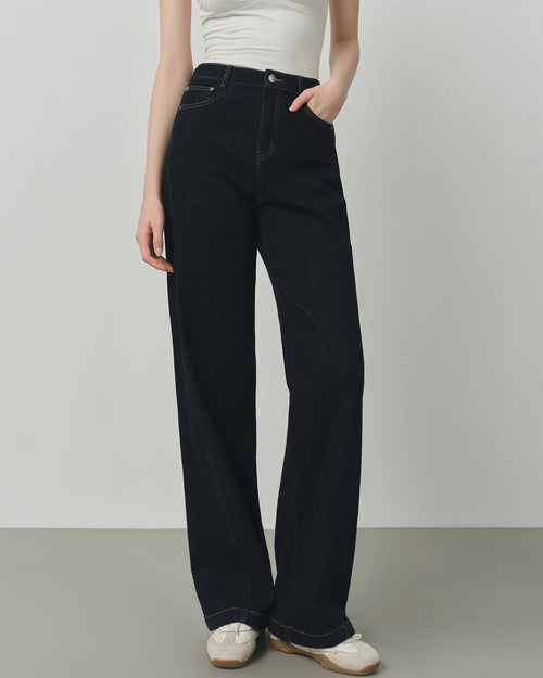 Retro Raw-Denim High-Waisted Jeans