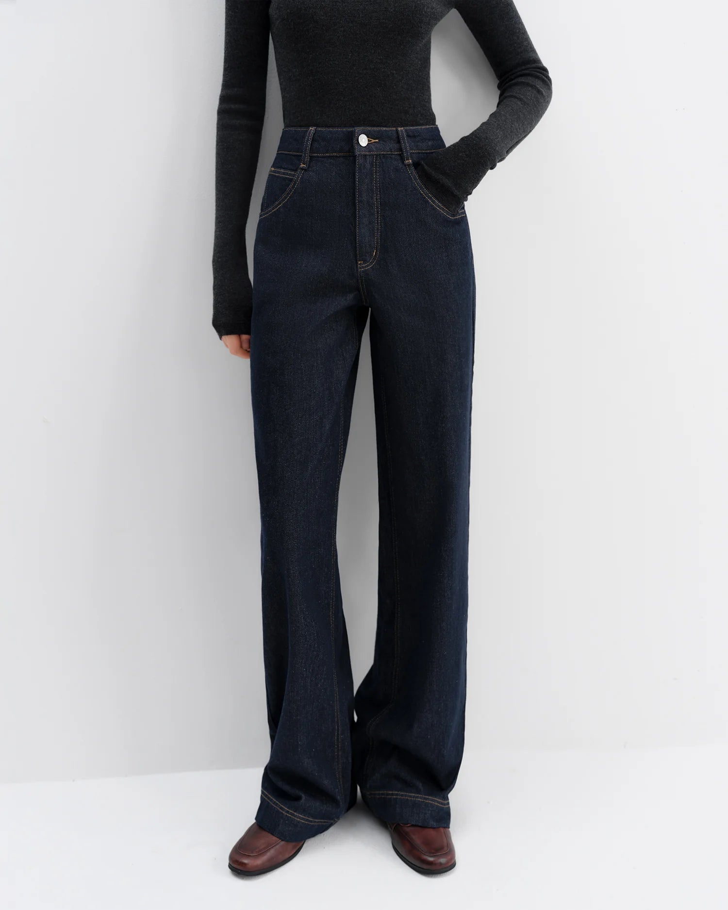 High-Waisted Straight-Leg Full-Length Jeans