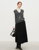 Wool Knit V-Neck Sleeveless Vest