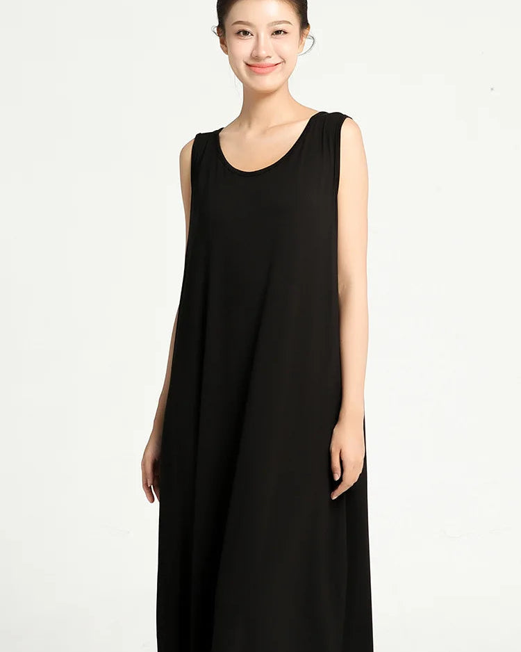 Plus Size Bamboo-Cotton Sleeveless Sleep Dress