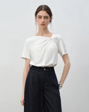 Asymmetrical Knotted Short-Sleeved T-Shirt