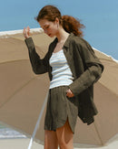 Loose-Fit Linen-Blend Button-Down Shirt
