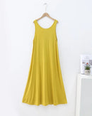 Modal Sleeveless Round-Neck Mid-Calf Sleep Dress