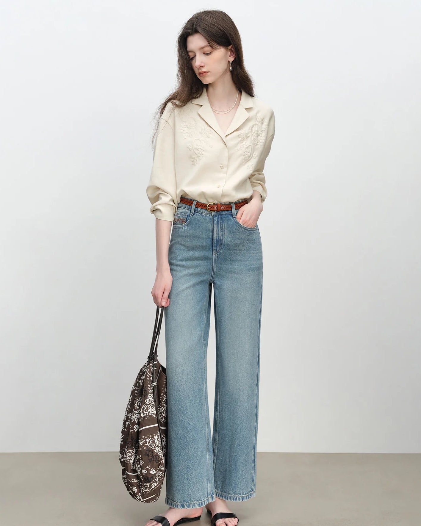 Linen-Blend Polo-Neck Button-Front Shirt