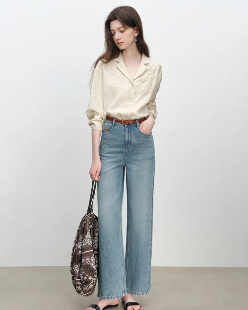 Linen-Blend Polo-Neck Button-Front Shirt