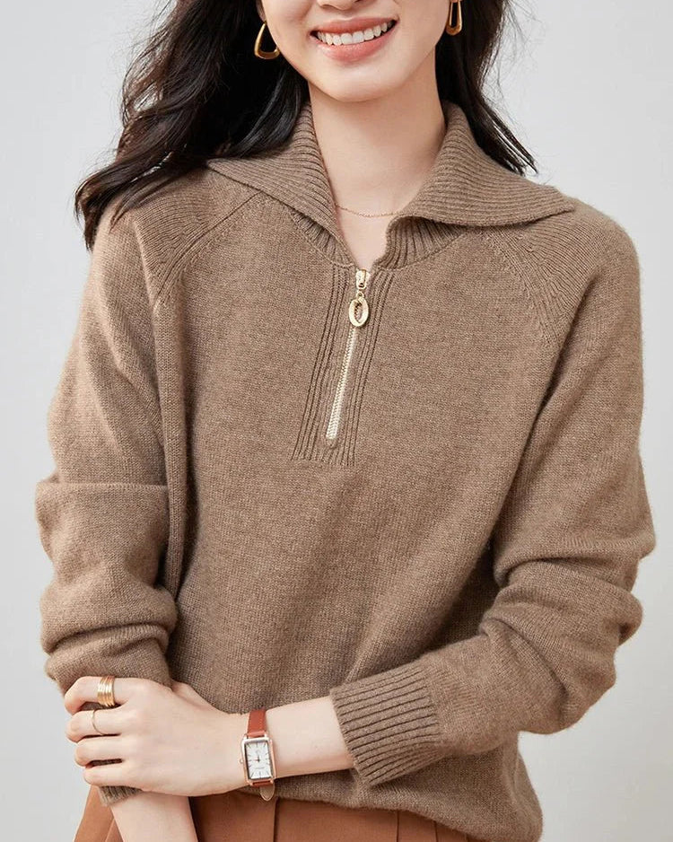 Pure Cashmere Half-zip Collar Jumper