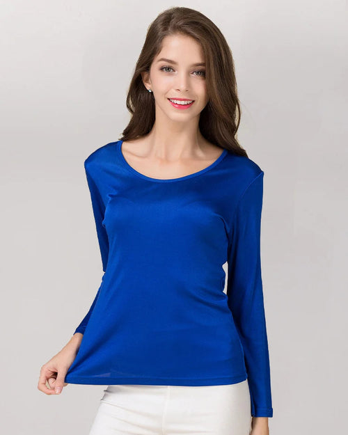 Silk-Blend Long-Sleeve Round-Neck T-Shirt