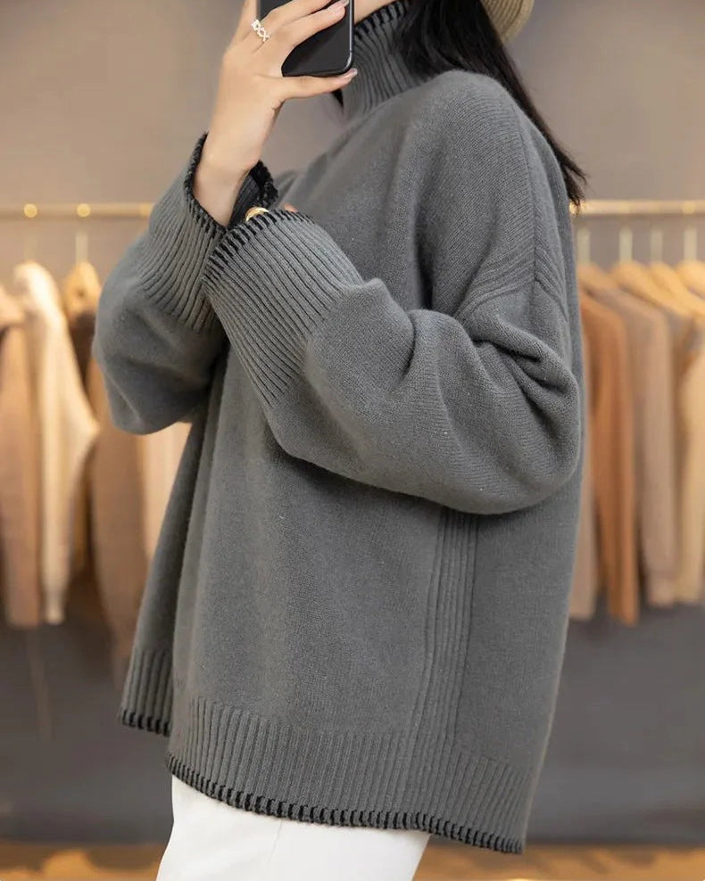 Oversized 100% Wool Turtleneck Sweater