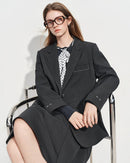 Loose-Fitting Single-Breasted Lapel Suit Jacket