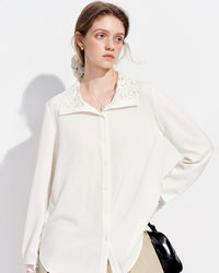 Lace-Trimmed Single-Breasted Shirt