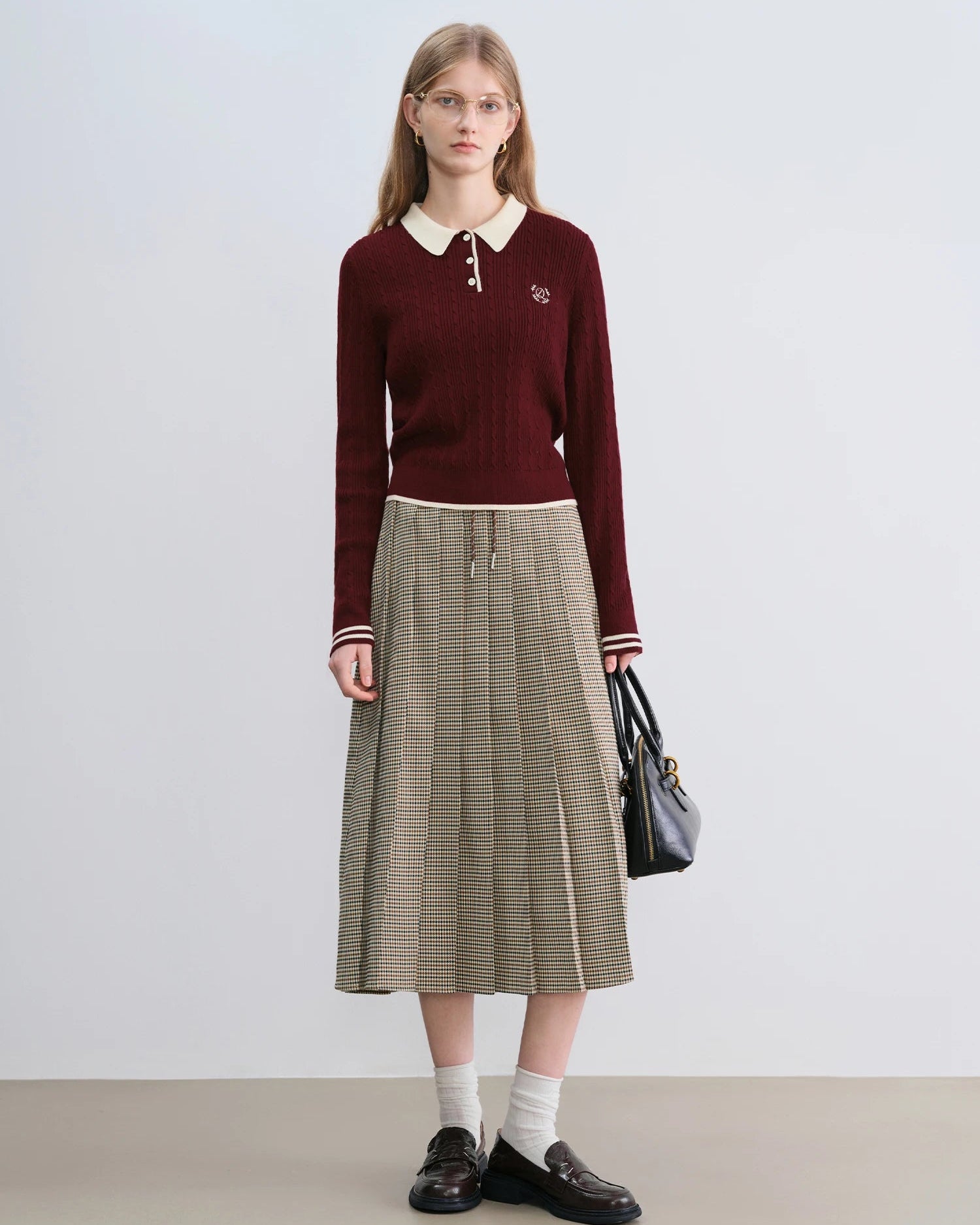 Plaid Pleated A-Line Skirt
