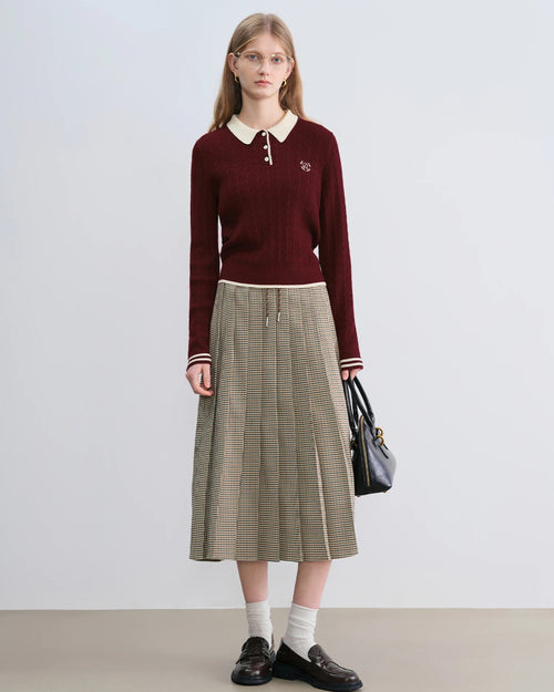 Plaid Pleated A-Line Skirt