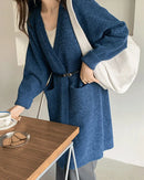 Relaxed Open-Front Knitted Longline Cardigan