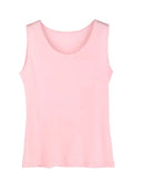 Silk-Viscose Jersey O-Neck Knit Sleeveless Tank Top