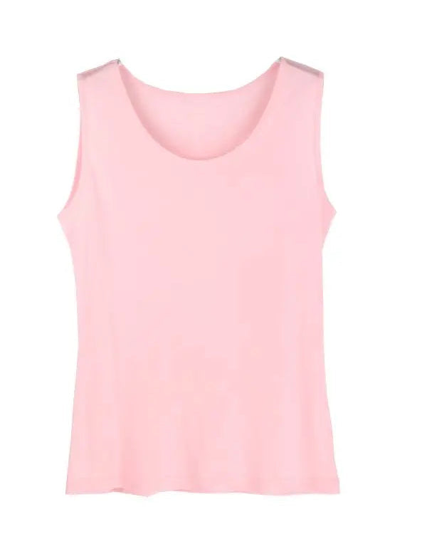 Silk-Viscose Jersey O-Neck Knit Sleeveless Tank Top