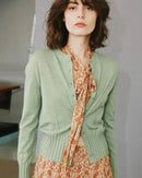 Round Neck Short Wool Cardigan