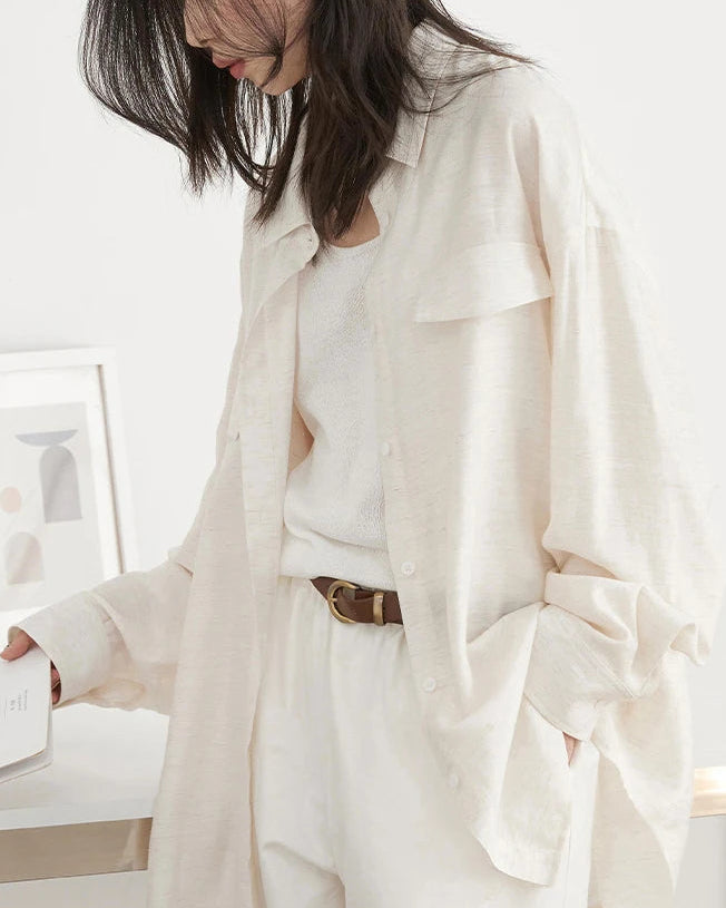 Single-Breasted Loose Long-Sleeved Shirt