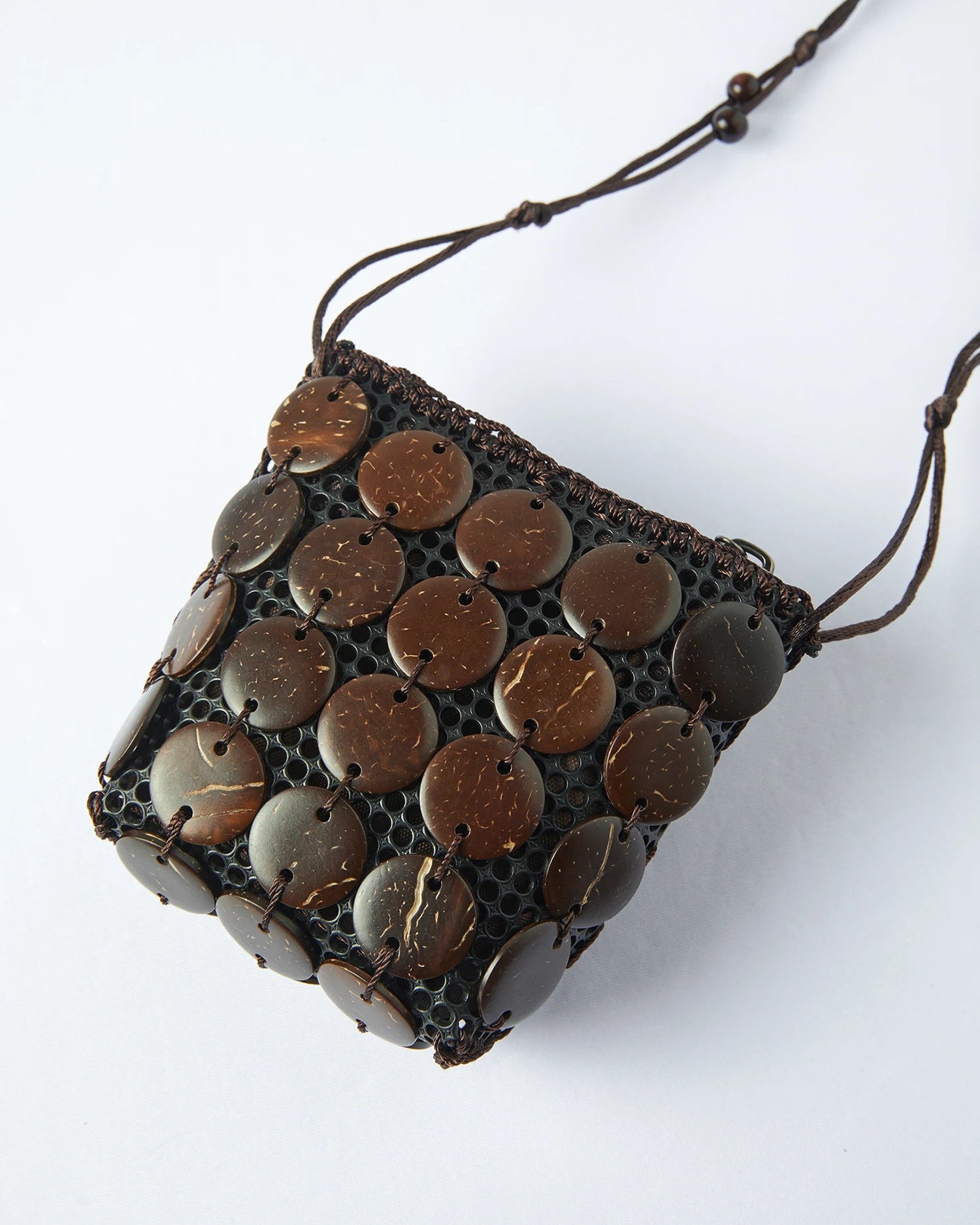 Handmade Wooden Bead Mini Crossbody Bag