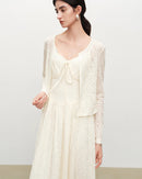 Lace-Trimmed Knit Cardigan