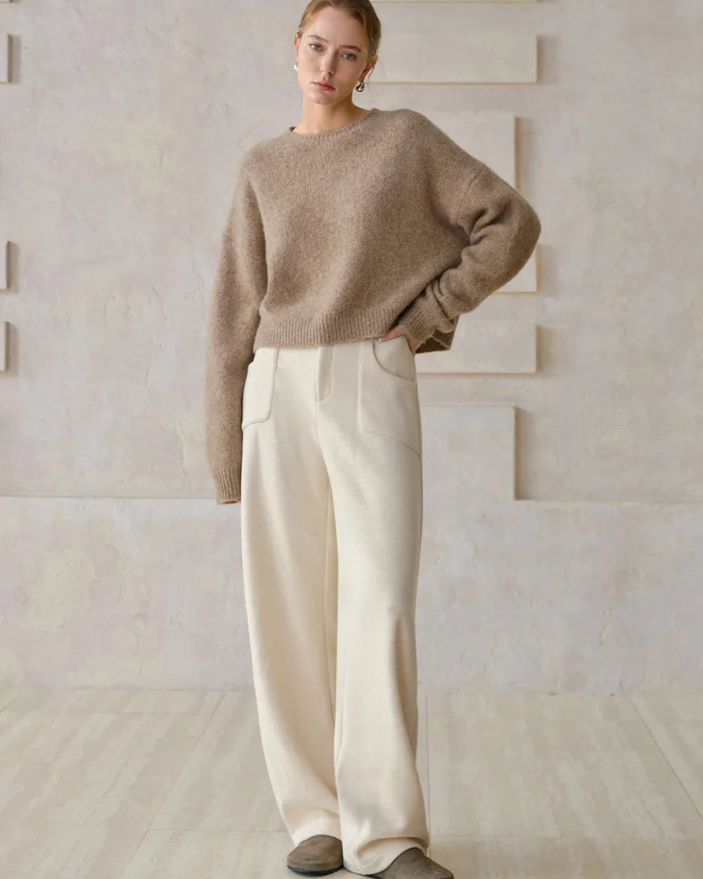 Wide-Leg Trousers With Elastic Waist