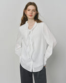 Asymmetric Flounce V-Neck Casual Shirt