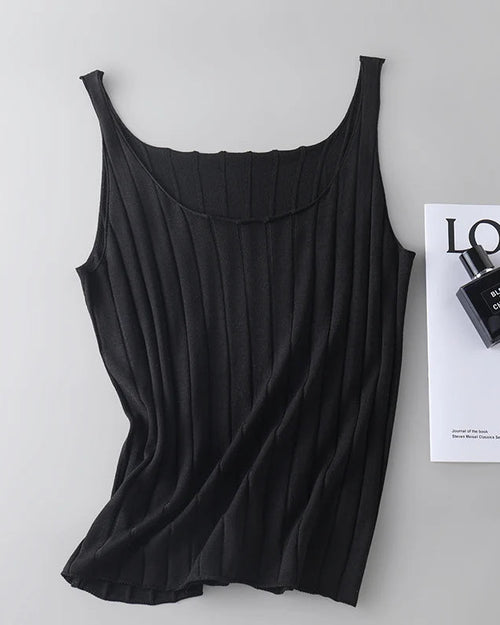 Soft Knit Silk-Blend Sleeveless Vest